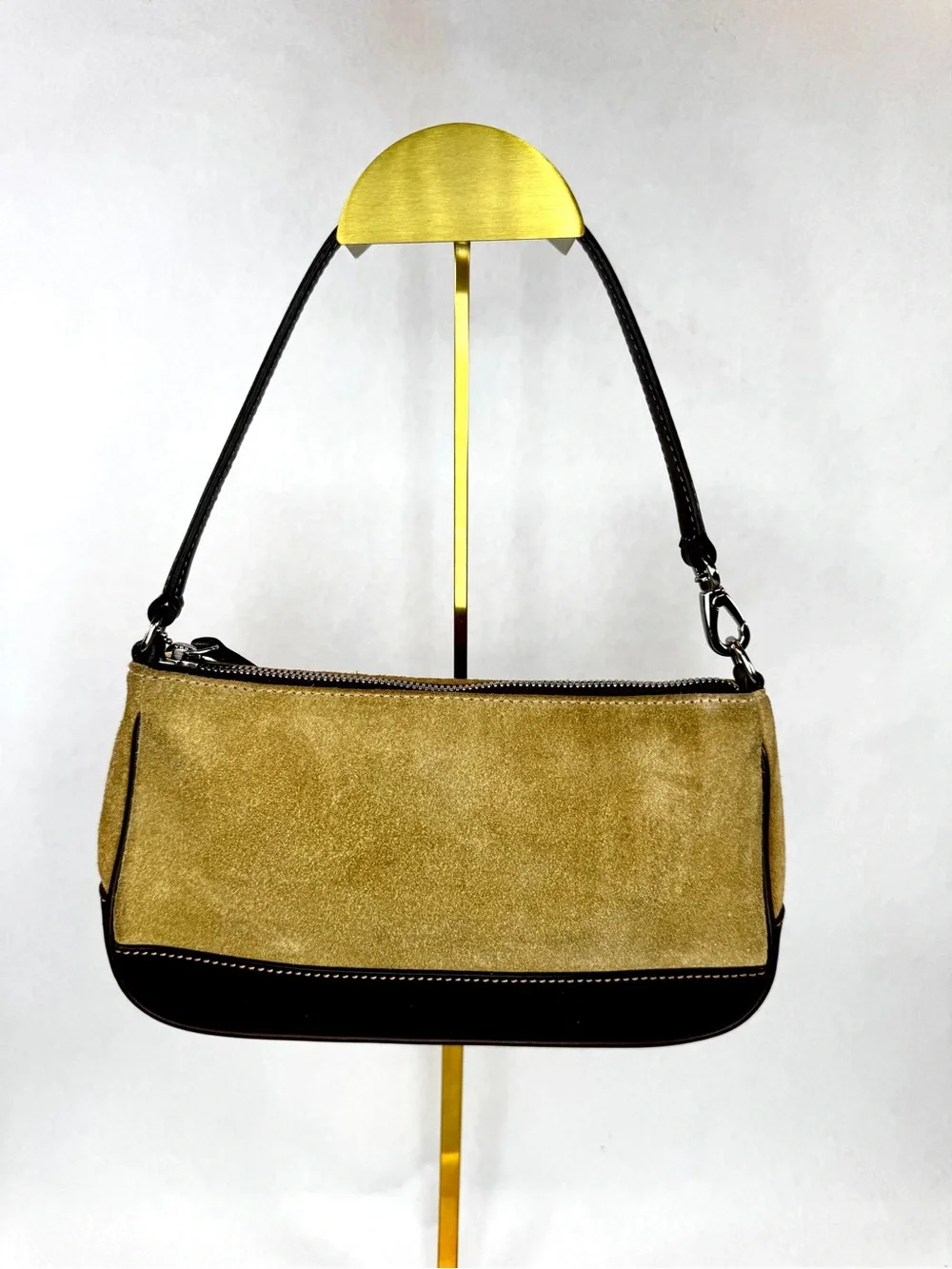 Vintage Coach Suede & Leather Shoulder Bag Style 7753 | Tan Split Suede - Picture 5 of 12